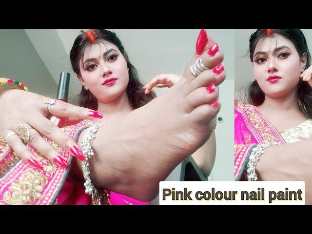 Pinkish makeup look part 2// Applying nail paint/footwear/Golden anklet/ Makeup hack/ nyka product