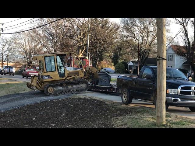 Loading dozer onto trailer