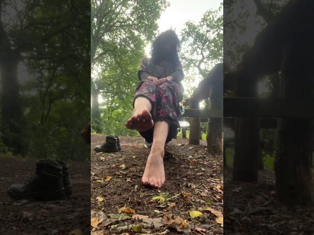 Grounding stretches woodland bench