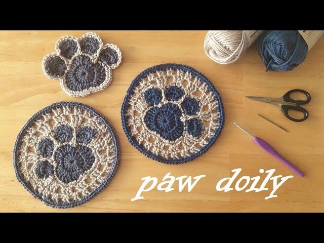 crochet paw doily かぎ針編み 肉球コースターから肉球ドイリーを編む！ 코바늘 발바닥 도일리 뜨기