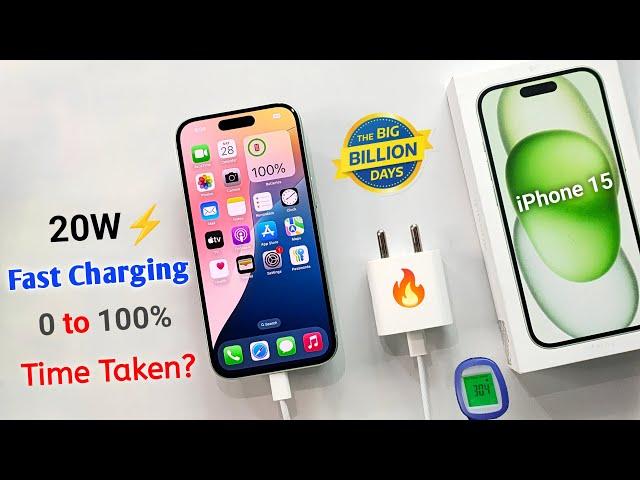 iPhone 15 Charging Test With 20w Fast Charger (0 to 100%) Flipkart Big Billion Day sale unit