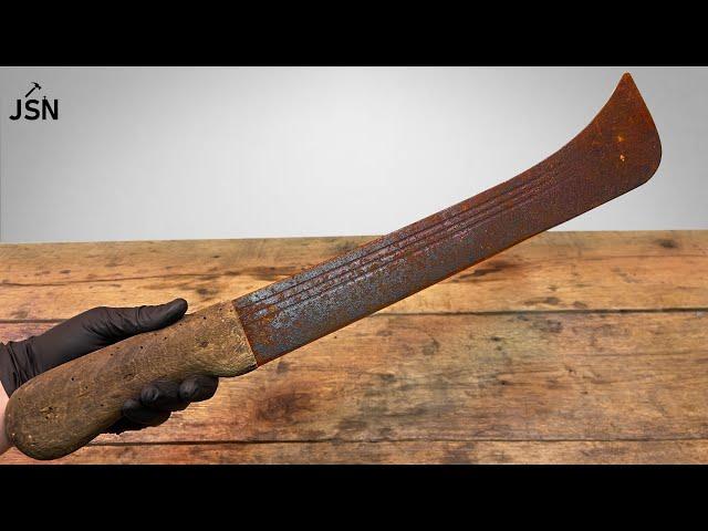 Restoration of a big heavily rusted machete ! - ASMR 4K DIY