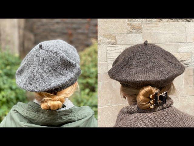 How to Knit: Top Down Beret. With various bands. Step by step. Easy knitting for beginners.