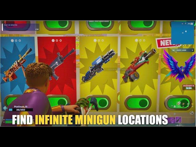 ALL WEAPONS & VEHICLES 1V1 MAP FORTNITE CREATIVE - FIND INFINITE MINIGUN LOCATIONS