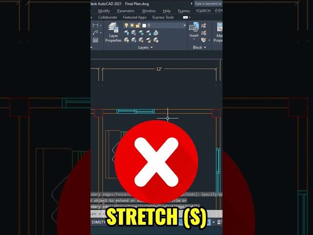 STRETCH Command in AutoCAD #autocad #engineering #autocaddrawing #coding #tutorial