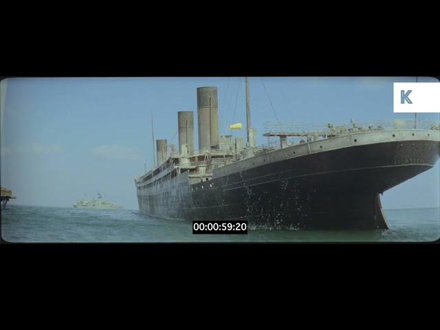 1980s USA, Ship on Atlantic Ocean, Titanic Replica, Recreation, 35mm