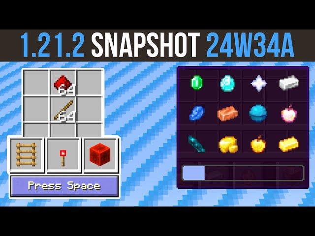 Minecraft 1.21.2 Snapshot 24W34A | Fast Crafting & Left Oriented Redstone