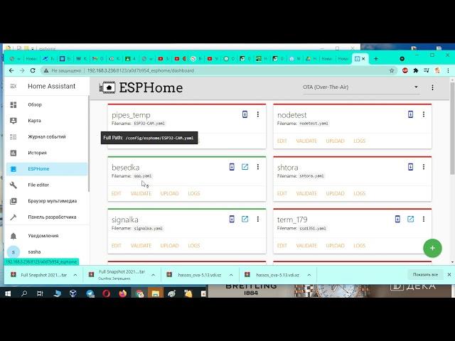 Частичное восстановление с Full Snapshot,  (home-assistant)