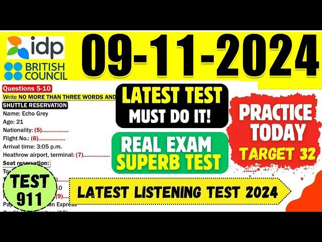 IELTS Listening Practice Test 2024 with Answers | 09.11.2024 | Test No - 911