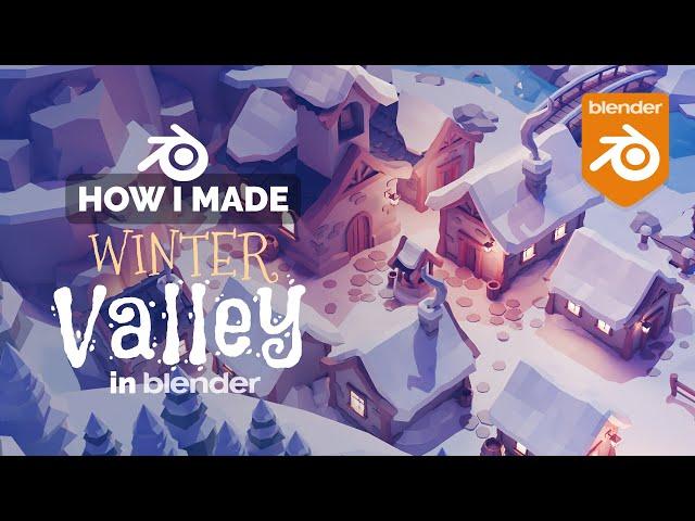 Winter Low Poly Village in Blender - 3D Modeling Process | Polygon Runway