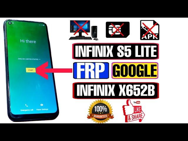 Infinix S5 Lite FRP Bypass Without PC | Infinix X652b FRP Bypass | Infinix S5 Google Account Bypass