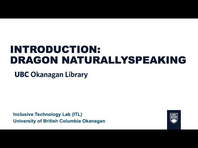 Introduction to Dragon NaturallySpeaking