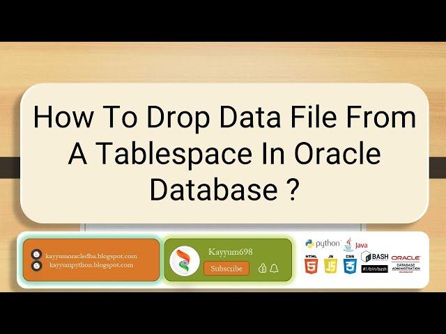 How to drop data file from a tablespace in oracle database ? #oracle #sqldeveloper