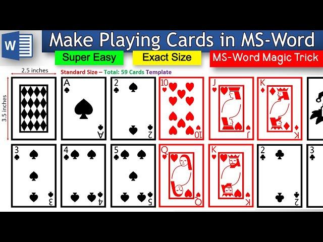 How to make playing cards in word - Super Easy - Exact Size