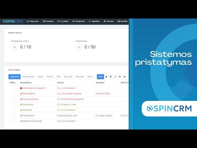 Sistemos pristatymas | Spin CRM