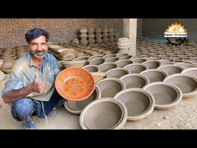 The Process of Making Large Clay Plates | Old Method Of Glaze  Pottery Art | Clay Pots Making