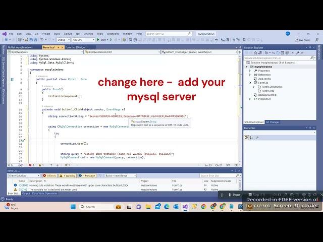 C# & MySQL - How To Insert Data Into MySQL Database Using C# (codes in description)