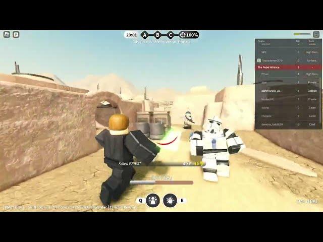 I advance from the Lieutenant Rank to the Captain Rank in Roblox Star Wars Battlegrounds