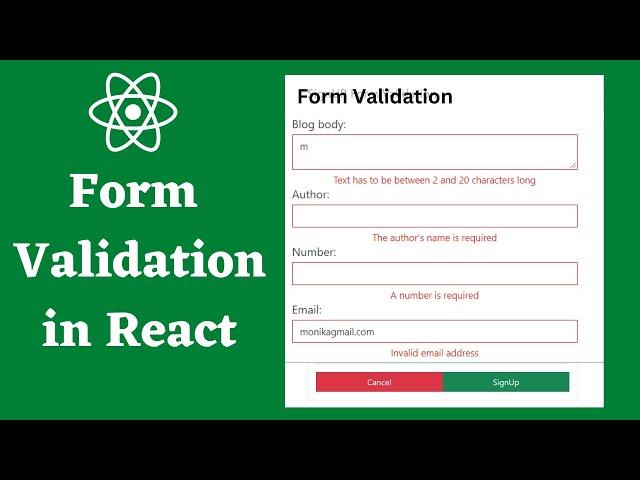 Form Validation in React JS | React Form Validation | Validate Form in React