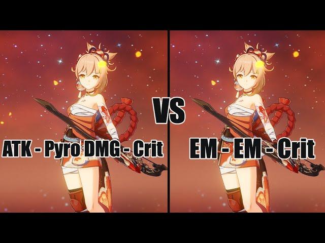 Testing Yoimiya with ATK, Pyro dmg VS EM, EM Build - Genshin impact