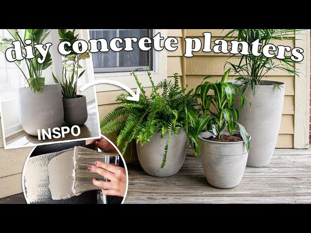 Trendy $300 faux-concrete planters: Can I make it for LESS?🪴 DIY large faux-stone planters