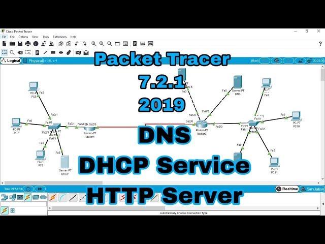 DNS+DHCP+HTTP Server & DHCP Service 20 Minutes (Cisco Packet Tracer 7.2.1 2019)