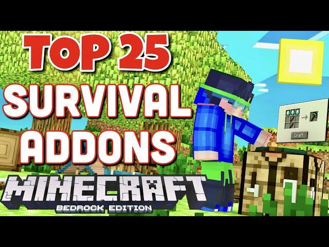 MINECRAFT PE: BEST SURVIVAL ADDONS (Top 25 Most Helpful Resource & Behaviour Packs) 1.19.51+