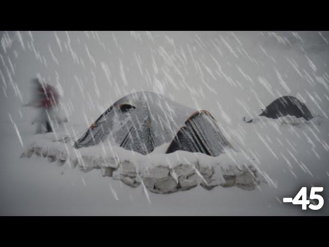 (-45°) Deep Snow Camping in Heavy Snowfall! ️ Surviving in Freezing Cold - Winter Camping in Snow