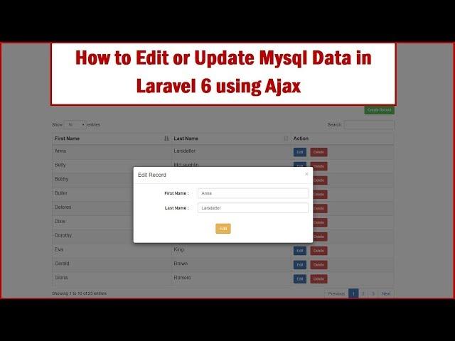 How to Edit or Update Mysql Data in Laravel 6 using Ajax