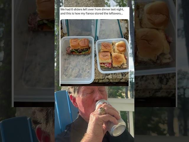 We Had 6 Sliders Left Over From Last Night, and This is How My Fiancé Stored The Leftovers.