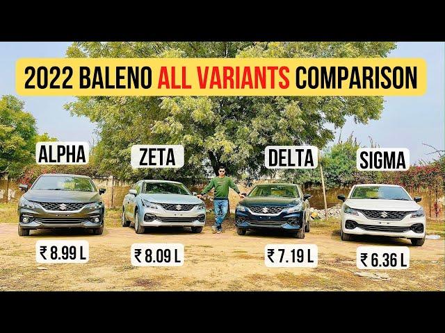 2022 Maruti Baleno Facelift - Sigma Vs Delta Vs Zeta Vs Alpha (Most Detailed Comparison)