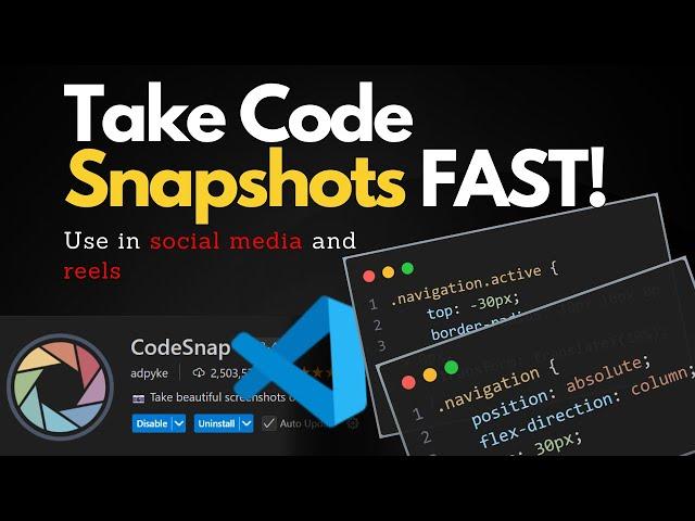 How to Take Screenshot in VS Code | Codesnippt for Social Media | #codesnap #vscode