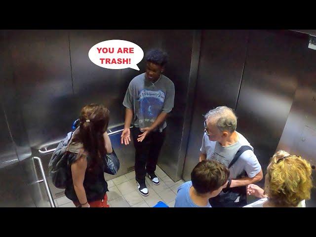 Homeless Woman Harassed In Elevator! (Social Experiment)