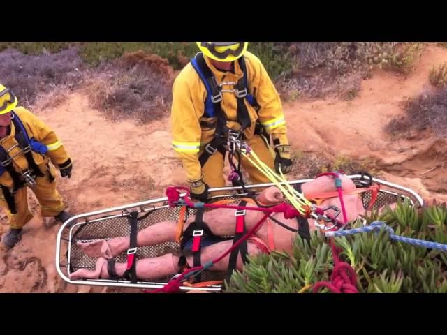 High Angle Cliff Rescue Drill with Artificial High Point