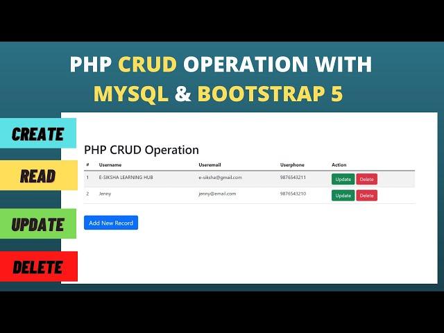 PHP CRUD Operation with MySQL & Bootstrap 5 (Create, Read, Update, Delete)