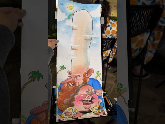 Really fun couple! Hahahahahahhahahahahahaha #caricature #funny #art #waikiki #streetart