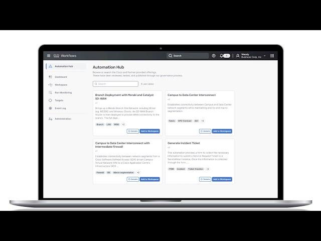 Cisco Networking Cloud: Workflows How to Demo