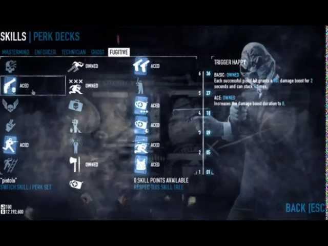 Payday 2 | My Pistol/Dodge Build | No DLC Required | Old Skill Trees