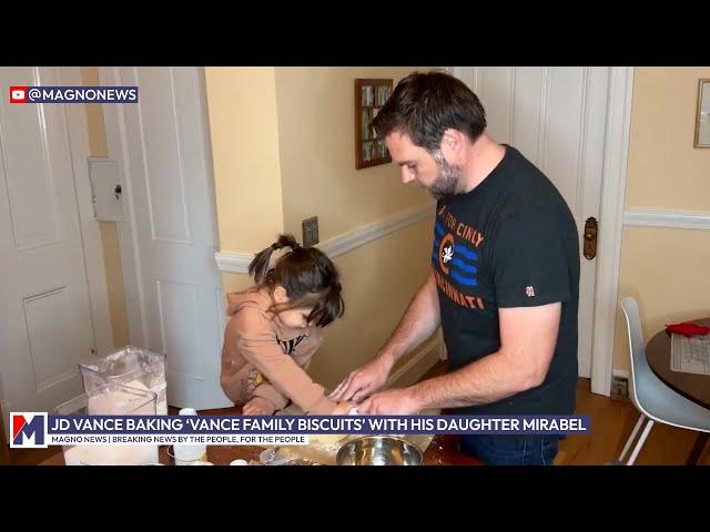 JD Vance and his daughter Mirabel baking the 'Vance Family Biscuits' recipe for Christmas