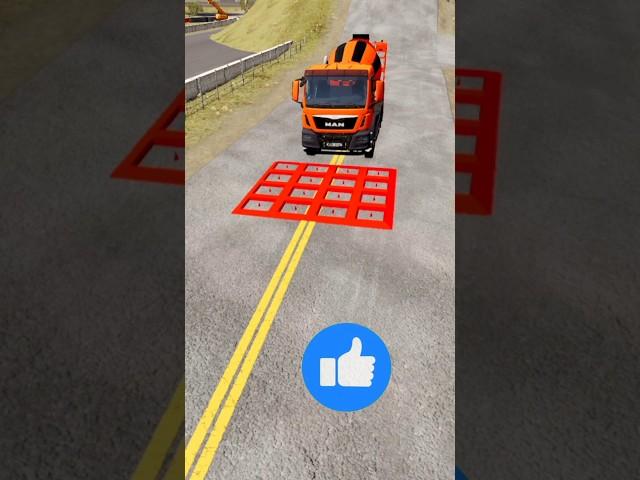 Mix Color Trucks Vs Spike Bollard #beamng #beamngdrive #shorts