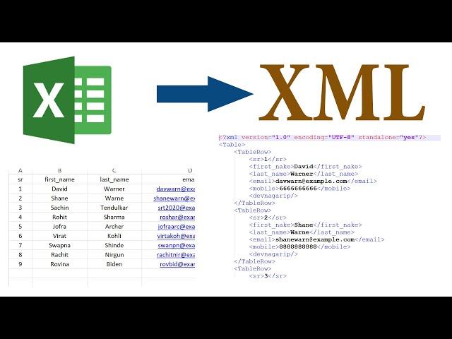 Convert Excel Data Table to XML Data File