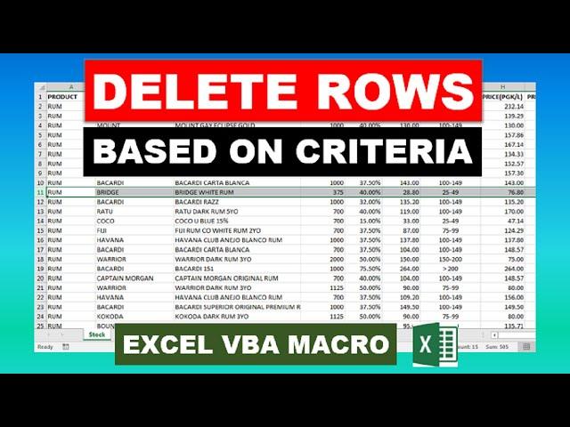 Delete Rows Based On Criteria Excel VBA Macro