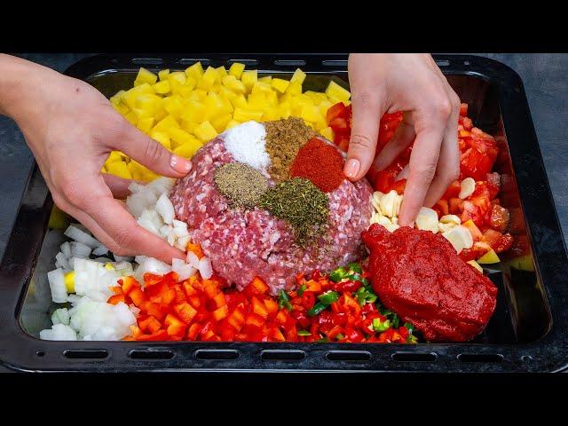 This is the only way I cook minced meat with vegetables - in a tray!