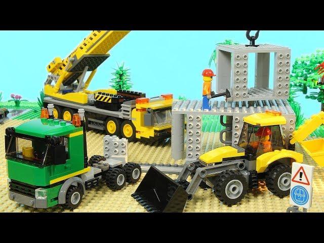 Lego Construction Site (Skyscraper Building, Mobile Crane, Excavator)