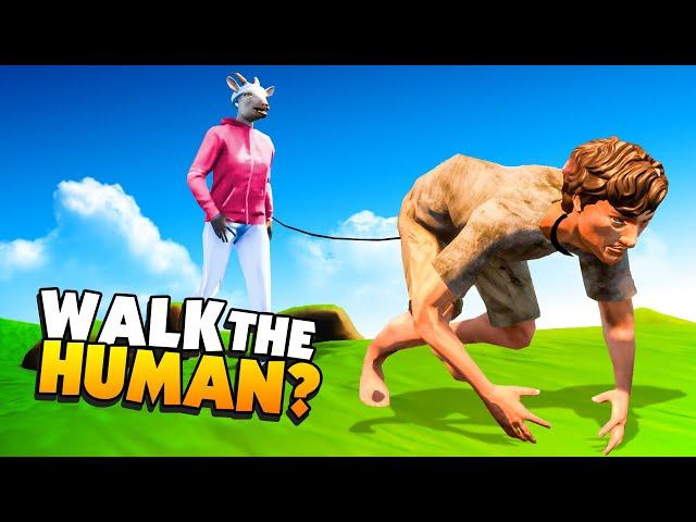 CRAZY Goat Walks a HUMAN Like a DOG! - Goat Simulator 3