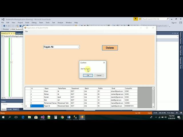 How to Delete Data in Database from Visual Studio C#? This is 3rd part of Student Profile