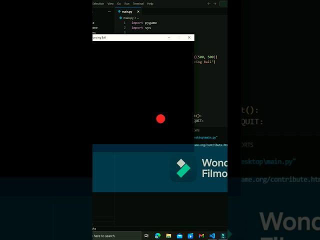 Moving red ball using Python programming | Python #programming #python #fyp #pygame @GhostAyush_141