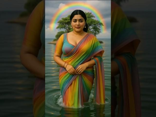 After the Rain: An AI Saree & Nature's Arch of Colors