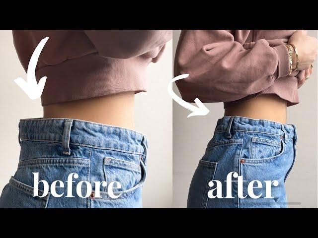 TRYING THE SHOELACE HACK | HOW TO TAKE IN JEANS | DOWNSIZING JEANS DIY