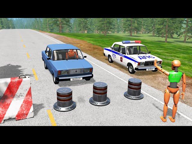 БЛОКПОСТ СМЕРТИ! ВЫДВИЖНЫЕ СТОЛБЫ ПРОТИВ ГОНЩИКОВ | BeamNG.drive